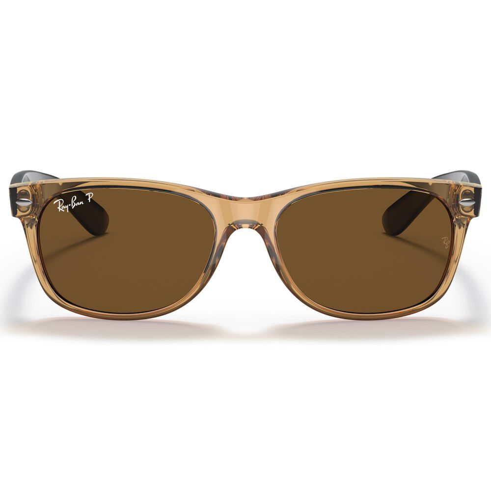 Ray-Ban New Wayfarer Bicolor Sunglass with Brown Lenses in Polished Honey, , large