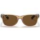 Ray-Ban New Wayfarer Bicolor Sunglass with Brown Lenses in Polished Honey, , large