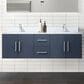 Lexora Home Geneva 60" Double Bathroom Vanity in Navy Blue with 2 cm White Quartz Top and Rectangular Sinks, , large