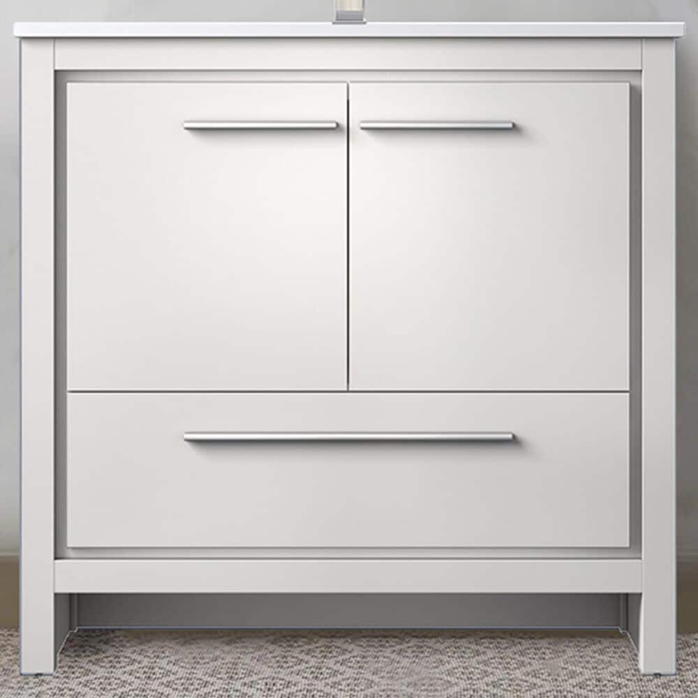 Lexora Home Lafarre 36&quot; Single Bathroom Vanity in White with 2 cm White Quartz Top and Rectangular Sink, , large