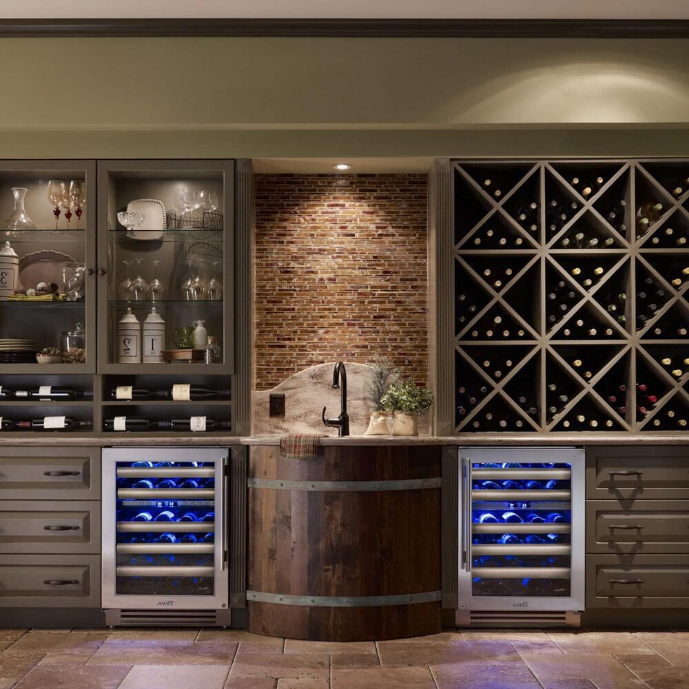 True Residential 5.28 Cu. Ft. Dual Zone Undercounter Wine Cabinet with Left Hinge and Glass Door in Panel Ready, , large