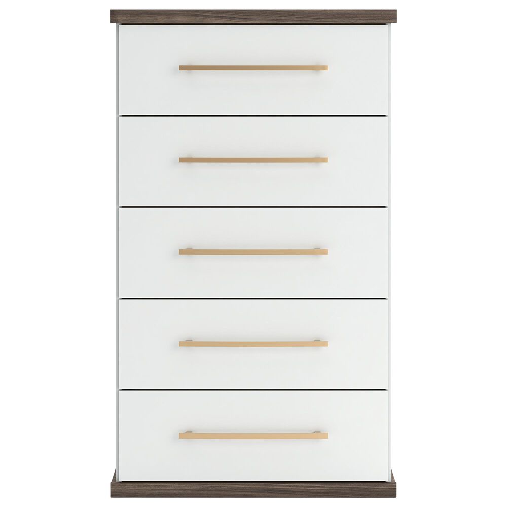 Ashley Kendanport 5-Drawer Chest in Dark Brown and Matte White, , large