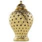 Maple and Jade Jar with Cutout Geometric Design and Lid in Polished Gold, , large