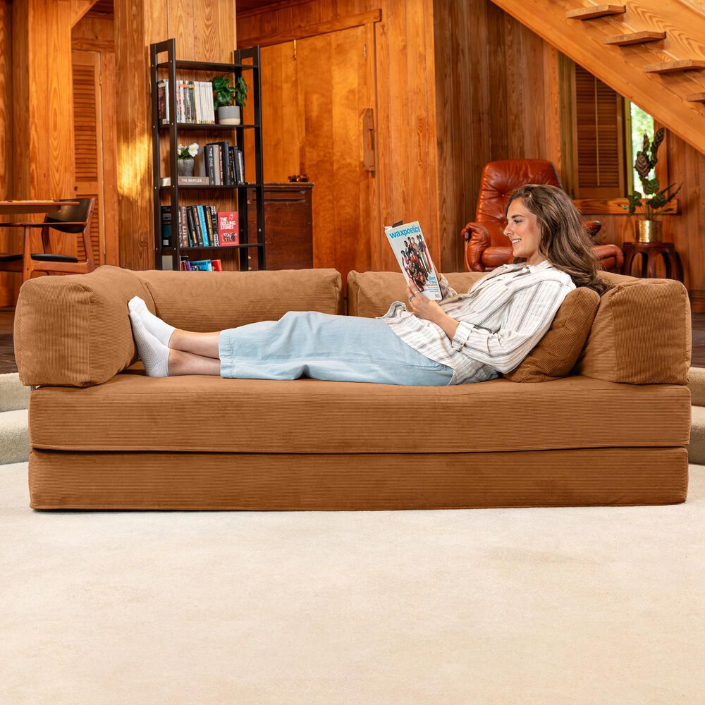 Jaxx Unsofa Stationary Loveseat in Spice Orange, , large