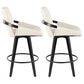 LumiSource Cosmo 26" Swivel Counter Stool with Cream Upholstery in Black (Set of 2), , large