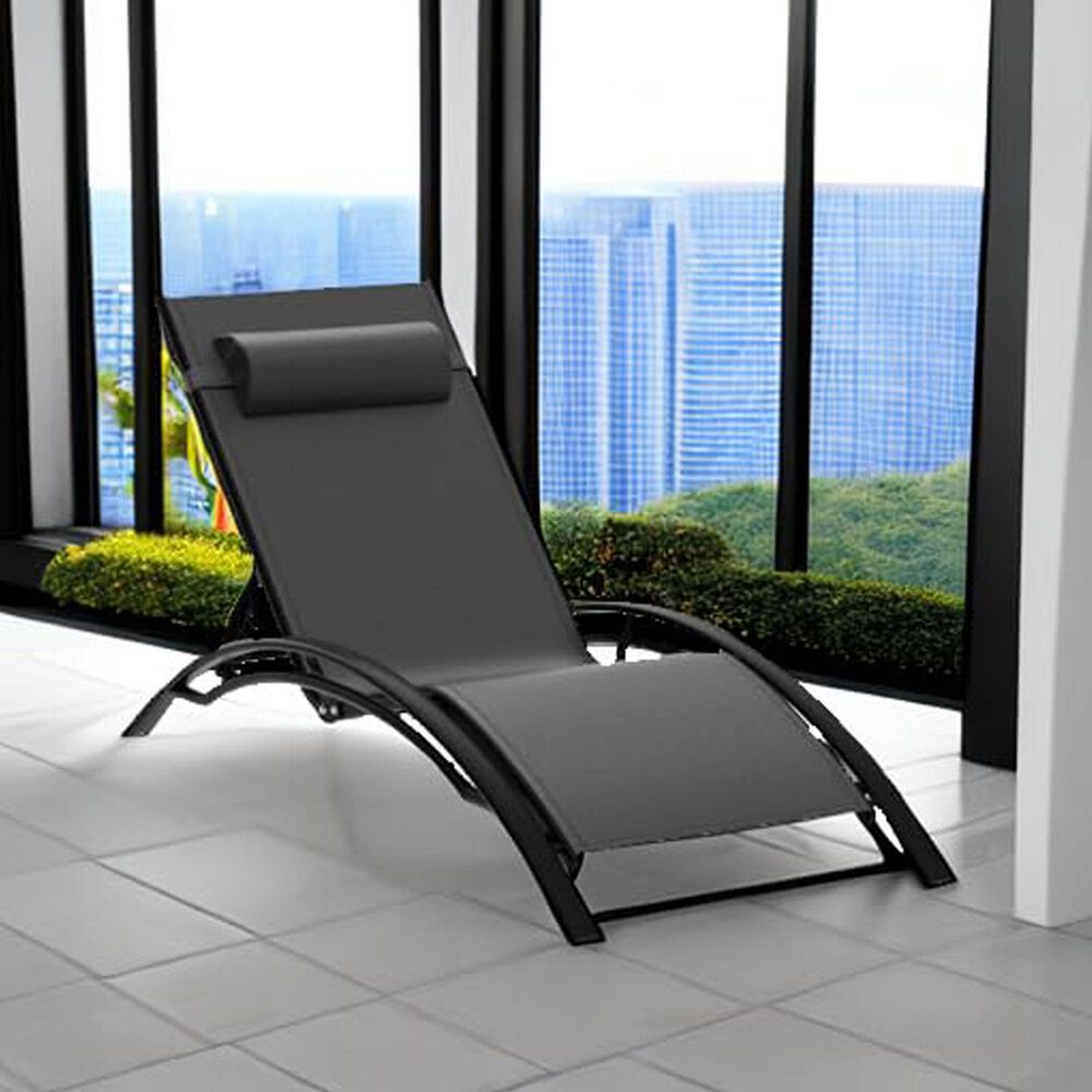 HOMLUX 3-Piece Standard Patio Chaise Lounge Set in Black, , large