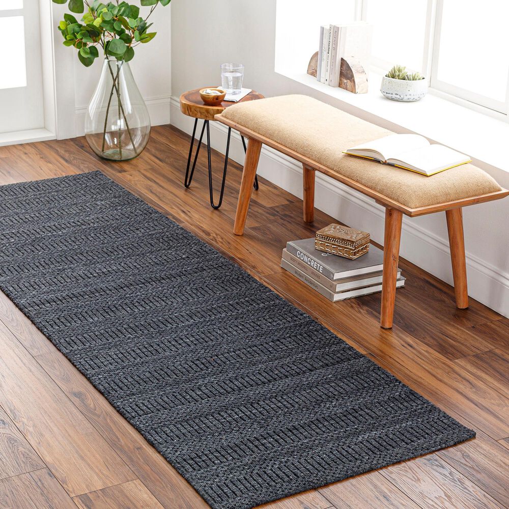 Surya Hickory 2&#39;6&quot; x 8&#39; Charcoal, Black and Gray Runner, , large