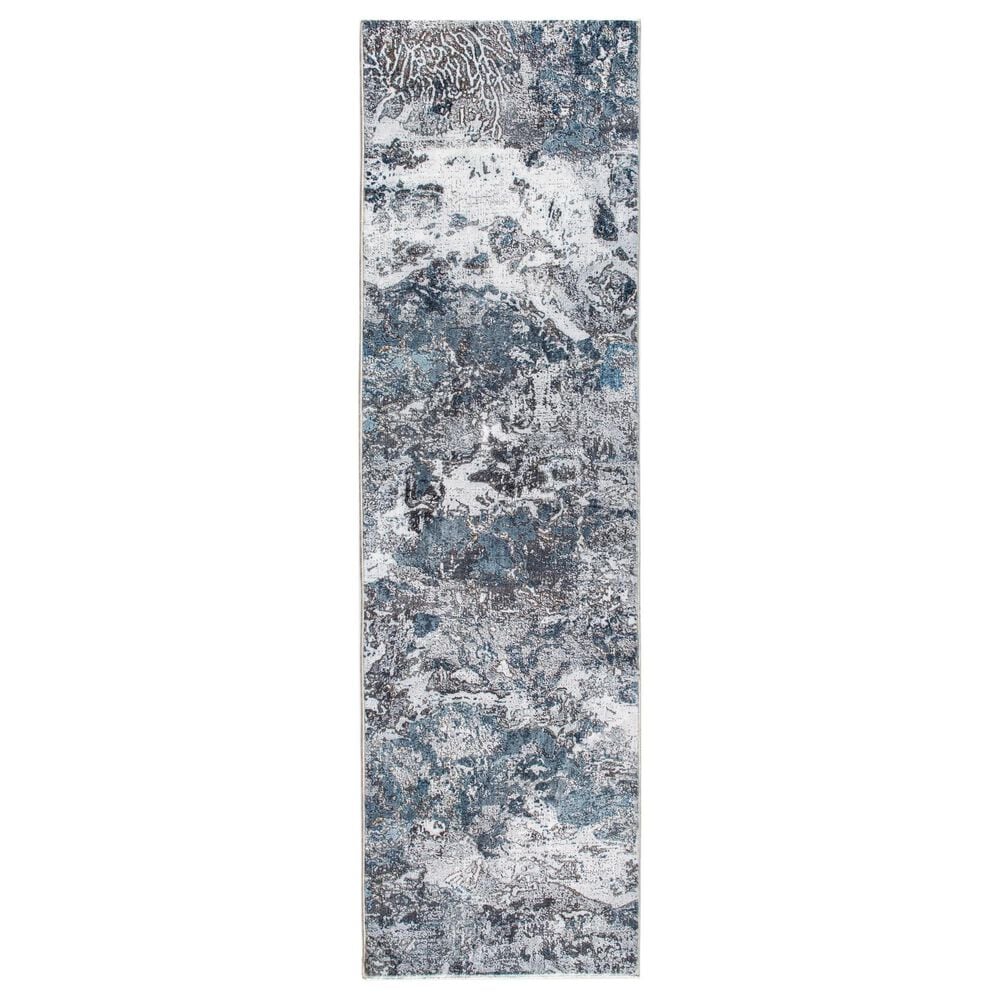 Kas Oriental Rugs Roxy Galaxy 2" x 7" Grey and Blue Runner, , large