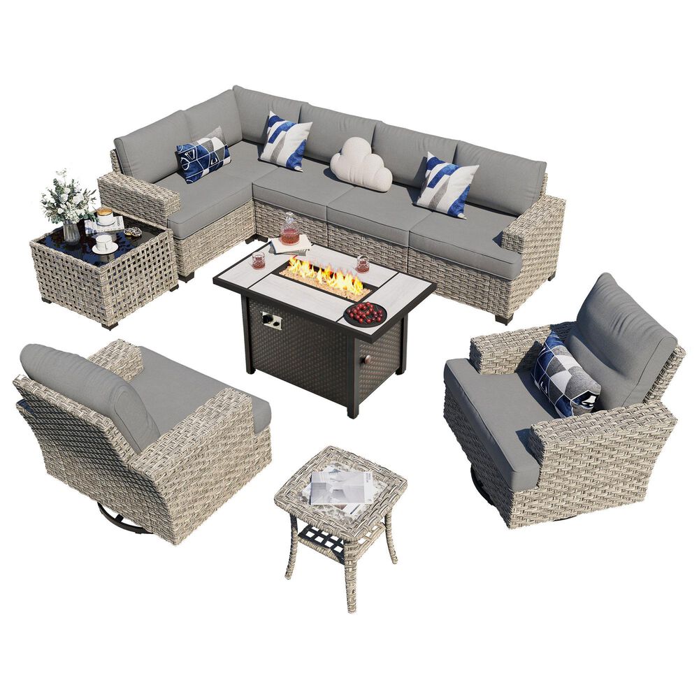 HOMLUX 10-Piece Modular Patio Conversation Set in Dark Gray, , large