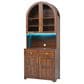HOMLUX 75" Arched Kitchen Pantry Cabinet with LED Light in Walnut, , large