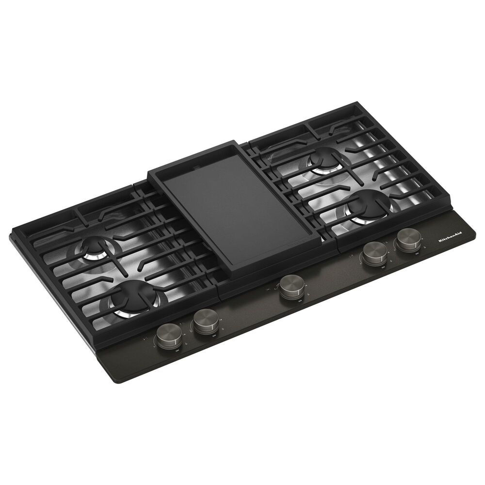 KitchenAid 36" Gas Cooktop with Backlit Knobs and Griddle in Black Ore, , large