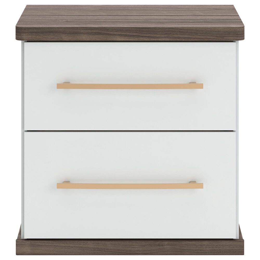 Ashley Kendanport Queen Upholstered Bed with Two Nightstands in Brown and White, , large
