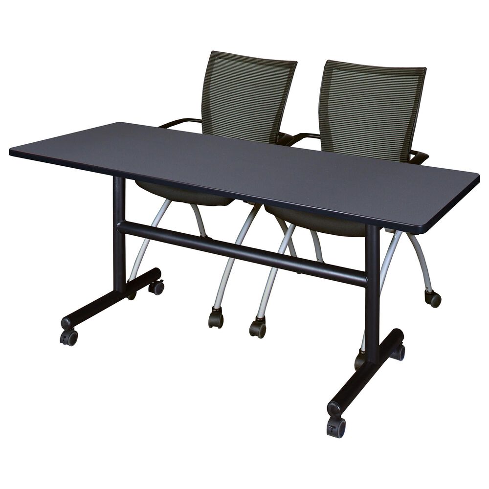 Regency Global Sourcing 3-Piece Mobile Training Table Set in Grey/Black/Silver, , large