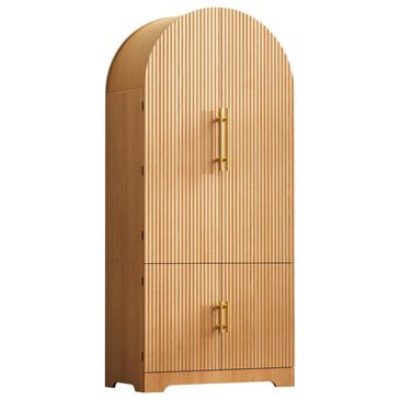 HOMLUX 72" Tall Arched Kitchen Pantry Cabinet in Natural, , large