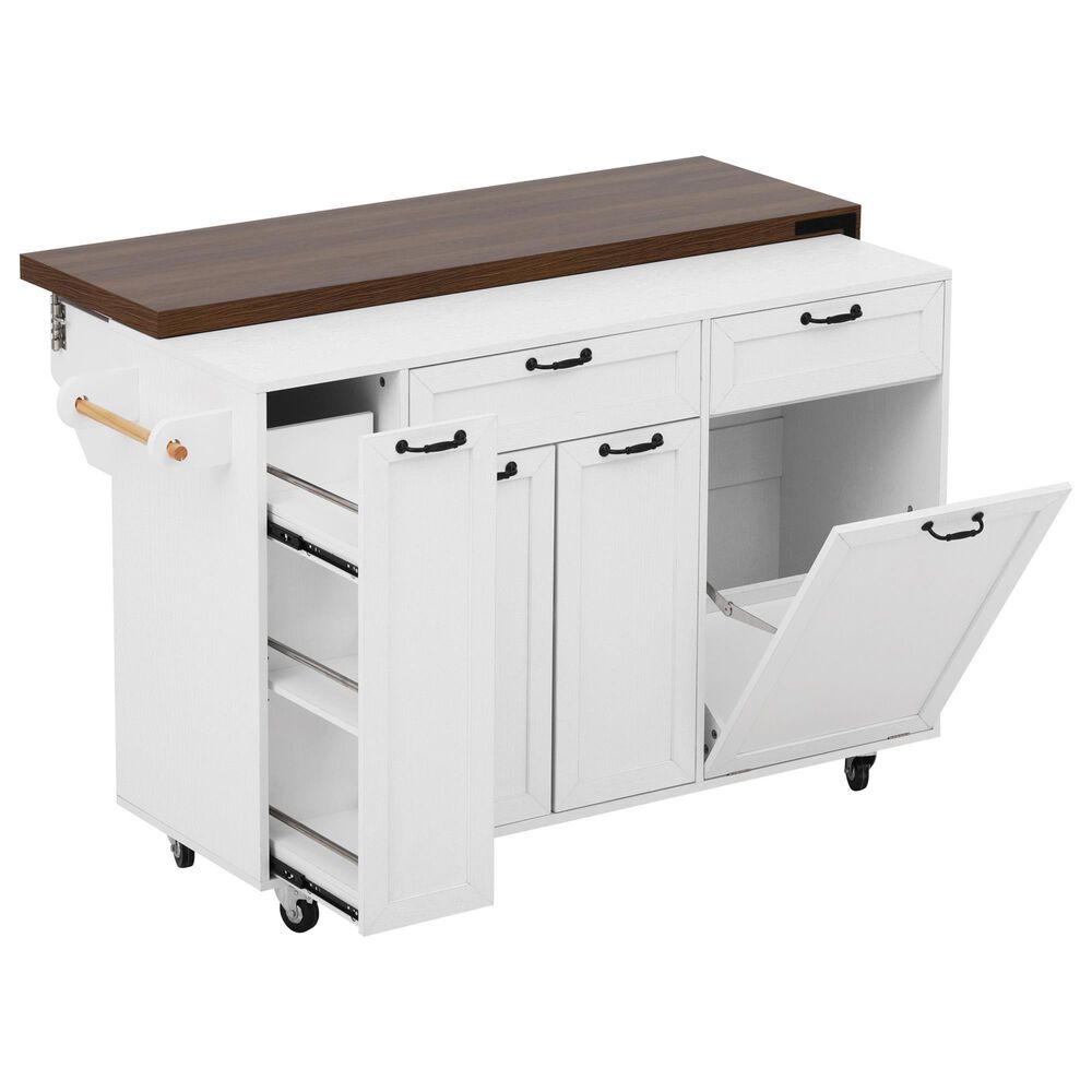 HOMLUX 102" Kitchen Island with Extendable Dining Table in White, , large