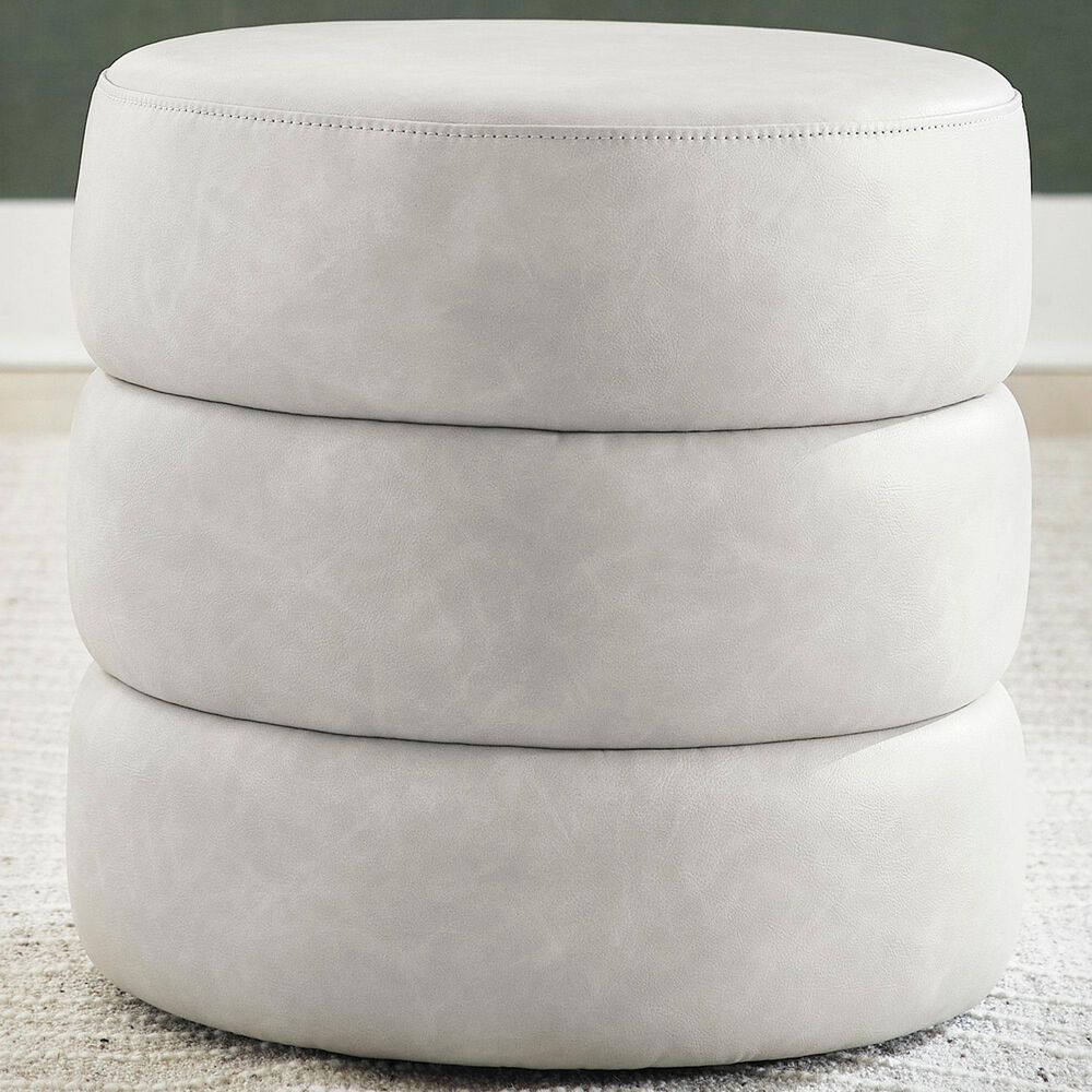 Ashley Ummi Swivel Accent Ottoman in Bone, , large
