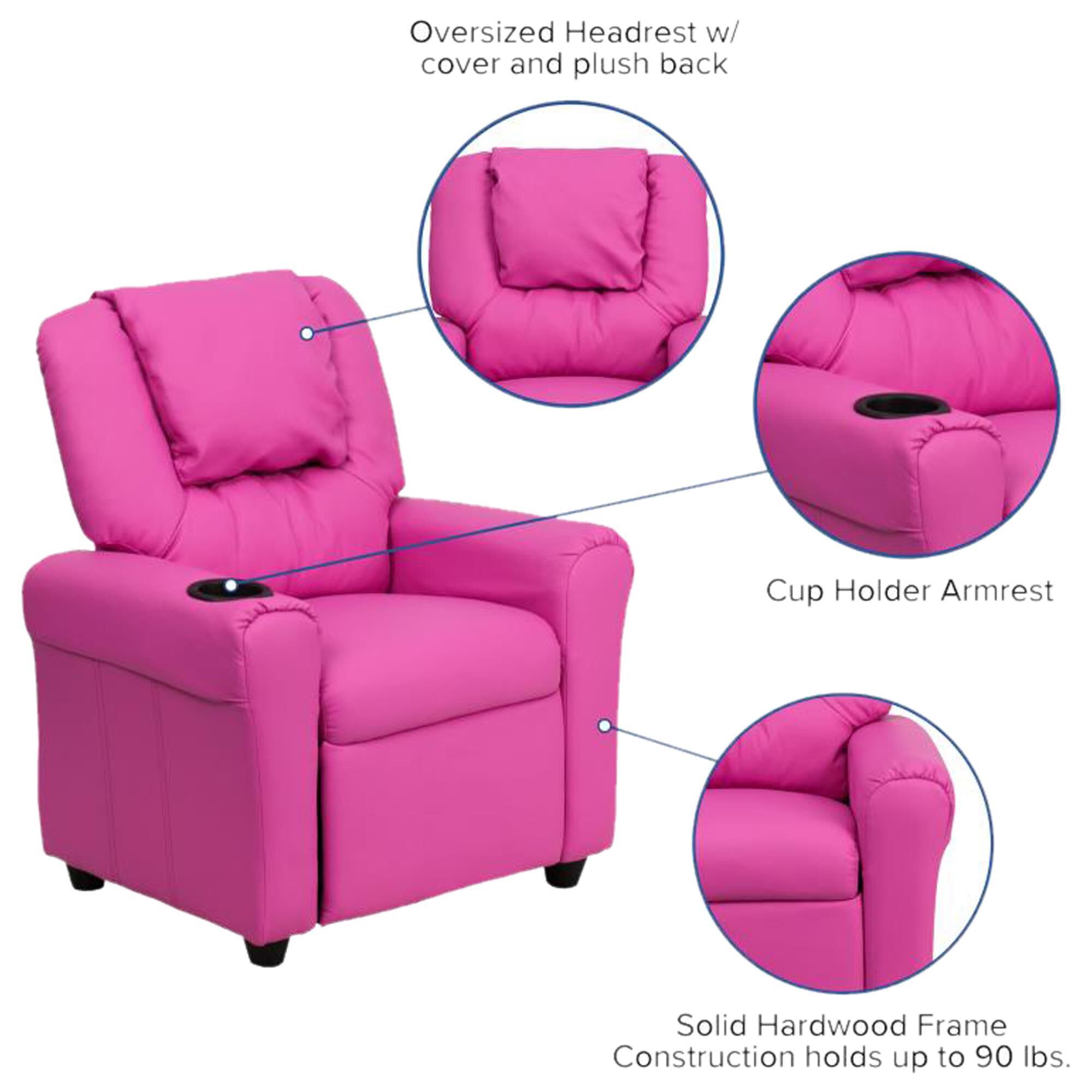 Flash furniture vinyl kids recliner with cup holder and headrest shop