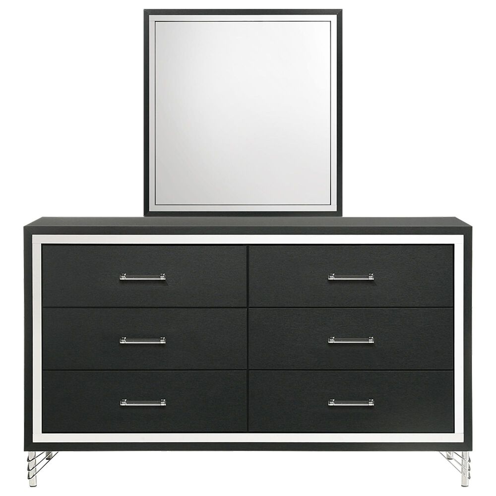 Coaster Lucia 6-Drawer Dresser and Mirror in Black and Chrome, , large