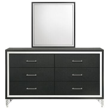 Pacific Landing Lucia 6-Drawer Dresser and Mirror in Black and Chrome, , large