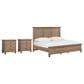 Riva Ridge Oxford King Panel Bed with Two Nightstands in Tan with USB Ports, , large