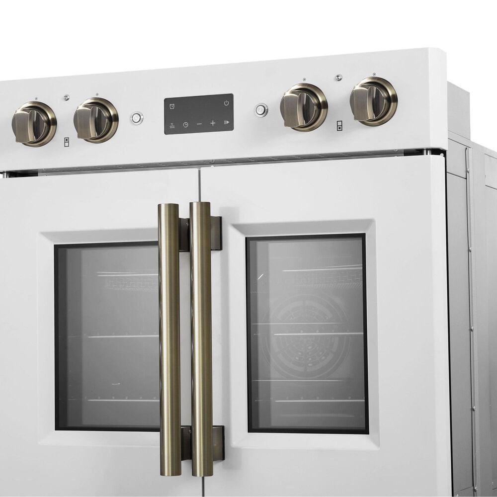 Forno Asti 30" Double Electric Wall Oven with Upper French Door in White, , large