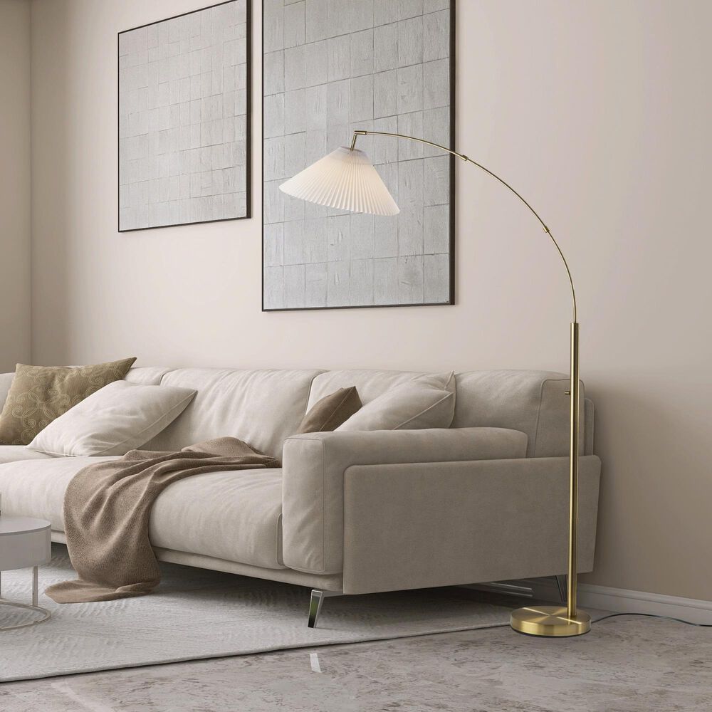 Adesso Delaney Arc Lamp in White and Gold, , large