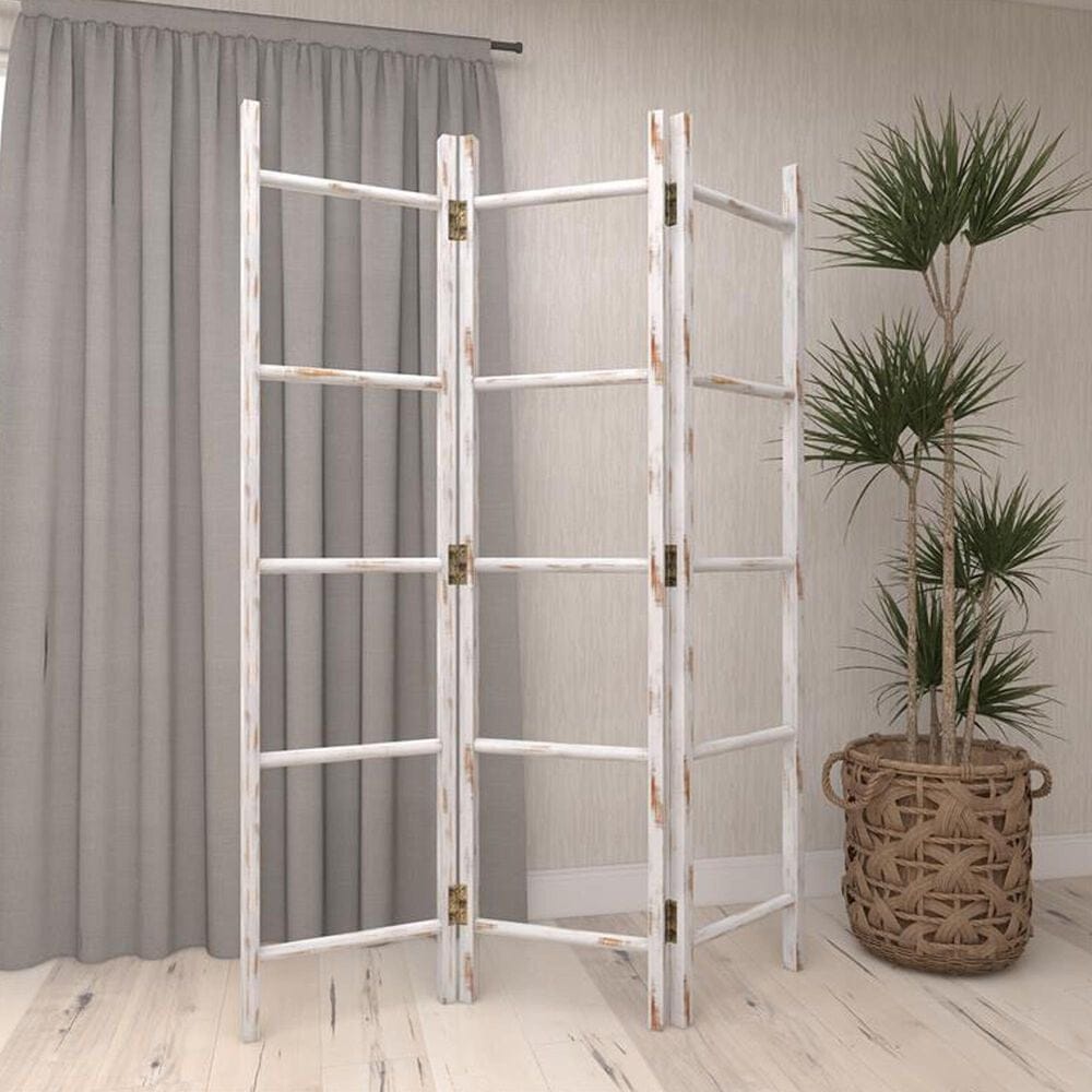 Maple and Jade 15-Rung Partition Ladder with 3 Panels in White, , large