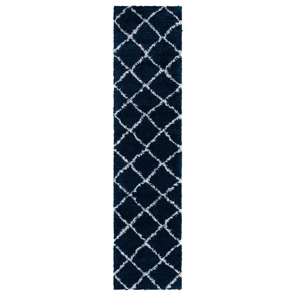 Safavieh August Shag 2"2" x 9" Navy and Ivory Runner, , large