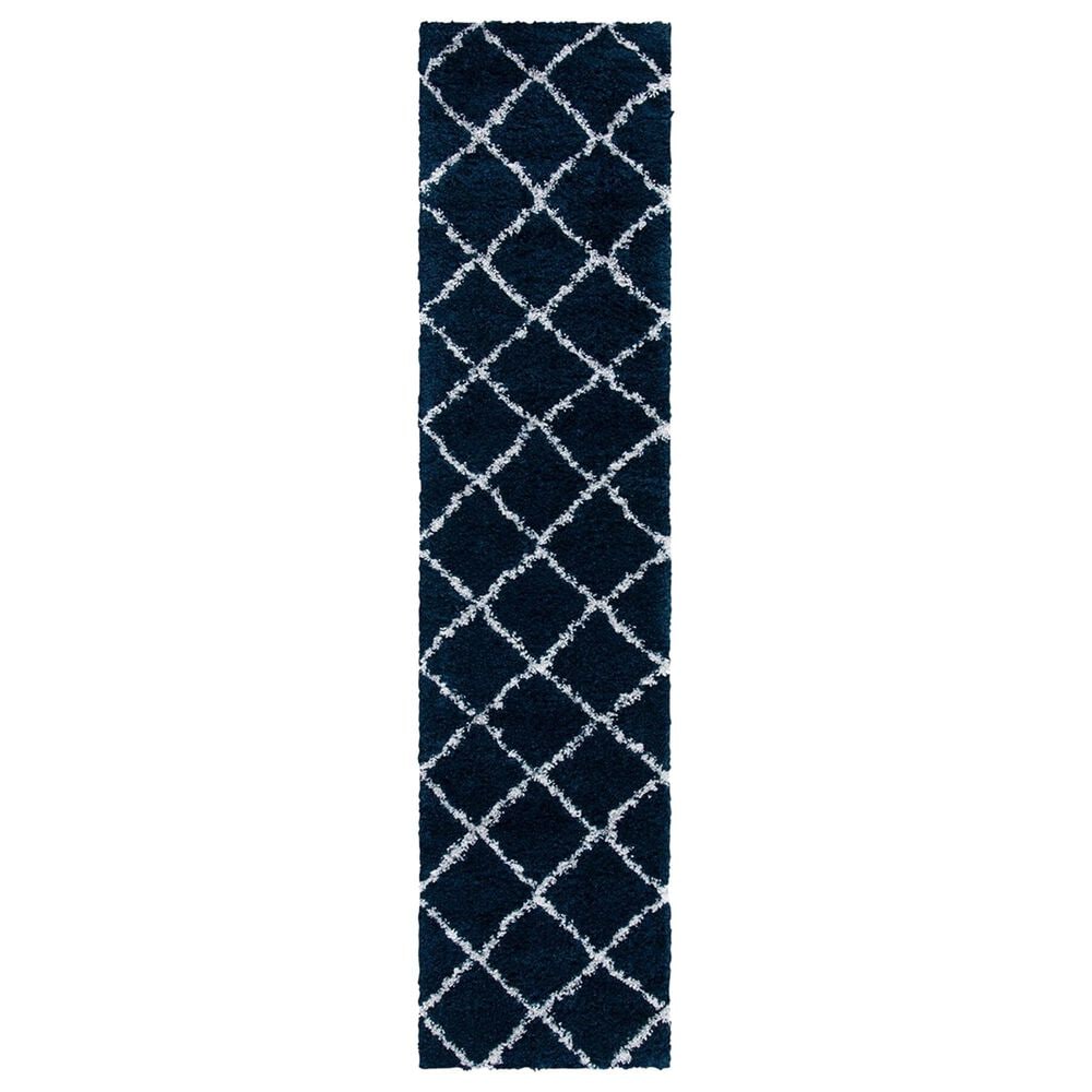 Safavieh August Shag 2"2" x 9" Navy and Ivory Runner, , large