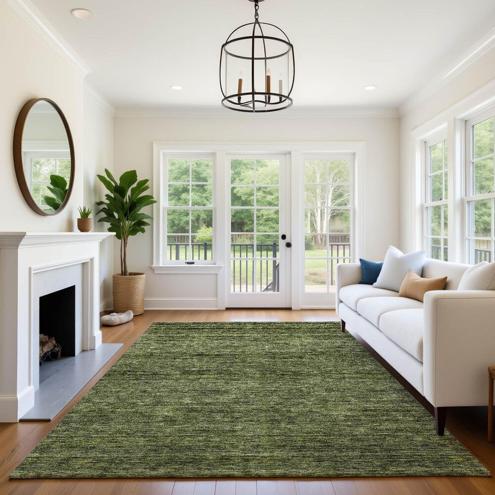 Dalyn Rug Company Soft Essentials Solid Olive 10' x 14' Indoor/Outdoor Area Rug, , large