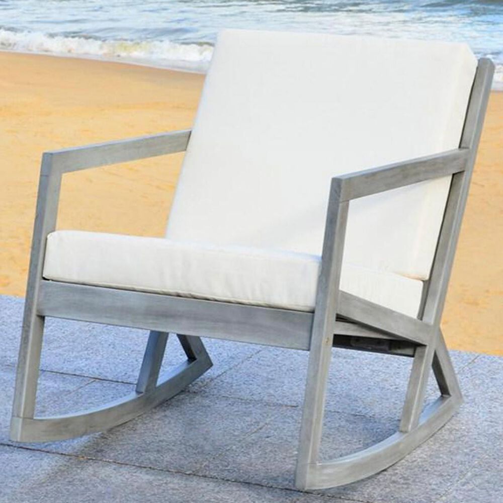 Safavieh Vernon Rocking Chair in Grey/Beige, , large