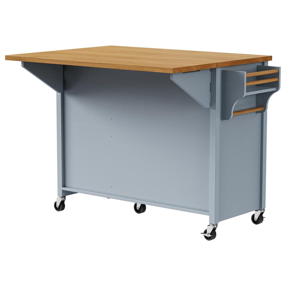 HOMLUX 52'' Kitchen Island with Drop Leaf in Blue Grey, , large