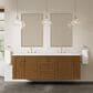 James Martin Laurent 72" Double Bathroom Vanity in Honey Oak with 3 cm White Zeus Silestone Top and Rectangular Sinks, , large