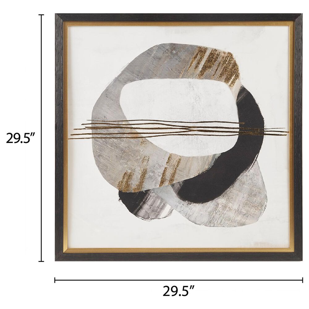 Hampton Park Auric Beam 30&quot; x 30&quot; Abstract Framed Canvas Wall Art in Black, Grey and Gold, , large