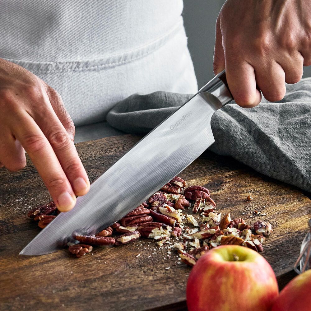 Green Pan Elite 13-Piece Knife Block Set with Light Wood Handles in Stainless Steel, , large