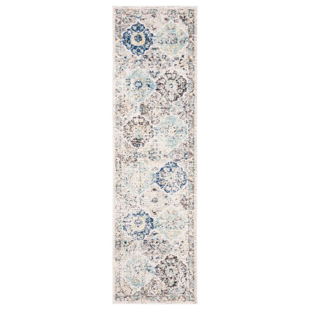 Safavieh Madison MAD611A 2"3" x 22" Ivory and Aqua Runner, , large