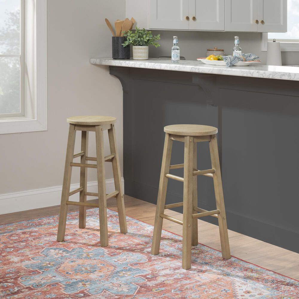 Linon Home Decor Abby 29" Bar Stool in Grey Wash, , large