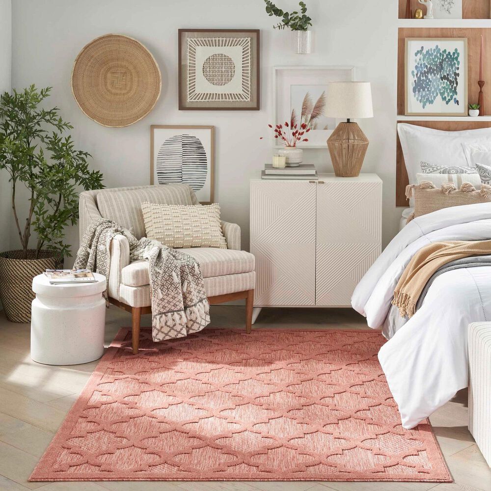 Nourison Easy Care 4' x 6' Coral and Orange Indoor/Outdoor Area Rug, , large