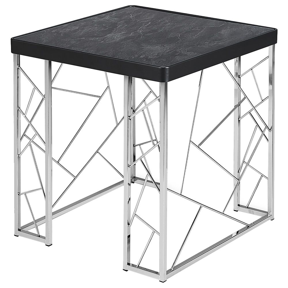 Furniture of America Mathews End Table in Black and Chrome, , large