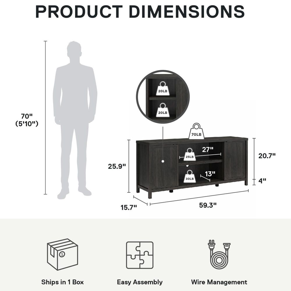 DHP Uniluxe 60&quot; TV Console in Espresso, , large