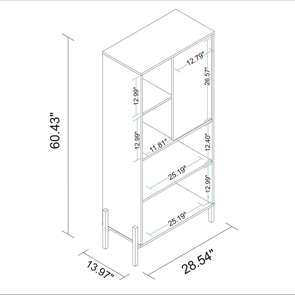 Dayton Bowery 5-Shelf Bookcase in Black/Oak, , large