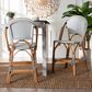Baxton Studio Genica Counter Stool with Two-Tone Navy and White Weaving in Natural Rattan (Set of 2), , large