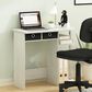 HOMLUX 32" Computer Desk with Two Drawers in White Oak and Stainless Steel, , large
