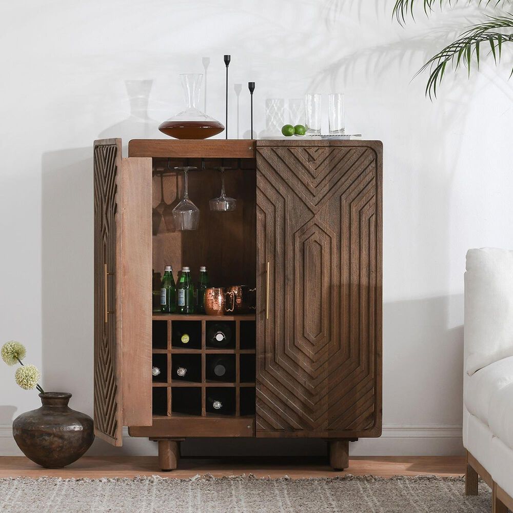 Classic Home Holmes Bar Cabinet in Artisan Brown, , large