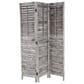 Maple and Jade 3-Panel Shutter Top Partition Room Divider Screen in Washed Gray and Brown, , large