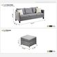 HOMLUX 3-Piece Modular Outdoor Sofa Set with Two Ottomans in Dark Gray, , large