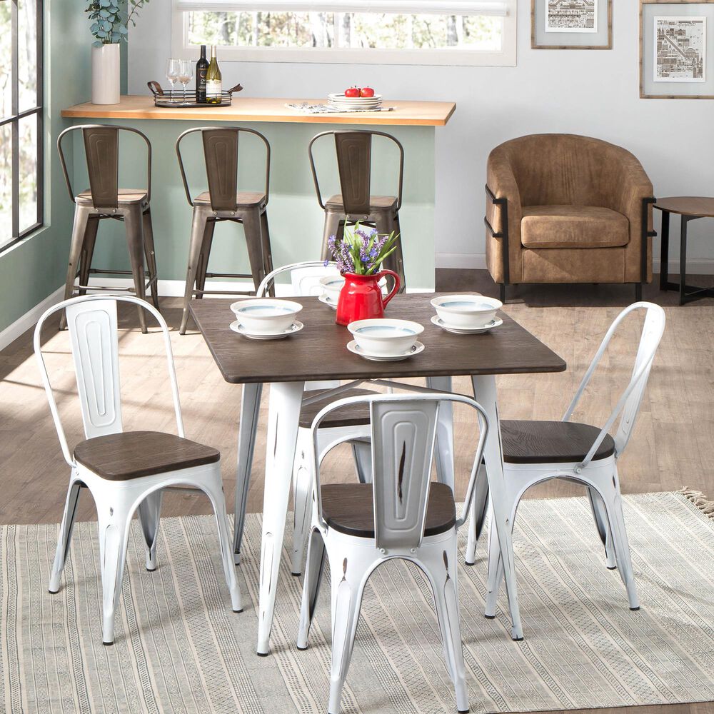 Lumisource Oregon Stackable Dining Chair in Esoressi/Vintage White &#40;Set of 2&#41;, , large