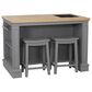 Linon Home Decor Posie Kitchen Island with 2 Stools in Grey, Natural and Black, , large