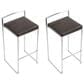 Lumisource Fuji Stackable Barstool with Brown Faux Leather in Brushed Stainless Steel (Set of 2), , large