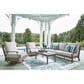 Ashley Rainier Ranch Outdoor Sofa with Beige Cushion in Brown, , large